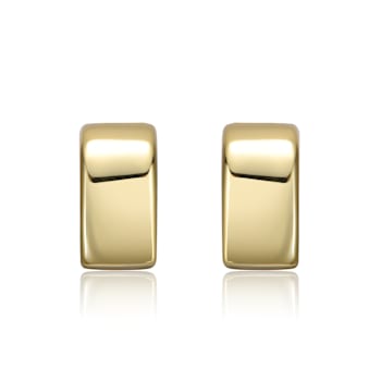 Geometric C-Hoop Earrings In 14K Gold Over Brass