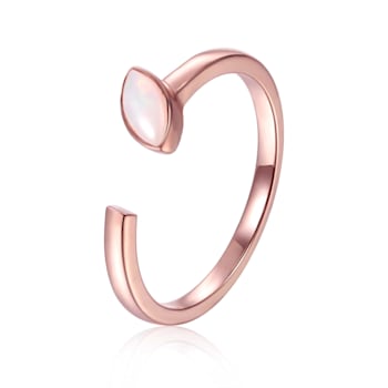 White Opal 14K Rose Gold Over Sterling Silver Marquise Solitaire Open
Ring Opal Ring