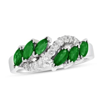 1.15ctw Emerald and Diamond Ring in 14k White Gold