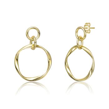 Interlocking Circle Drop Earrings In 14K Gold Over Brass