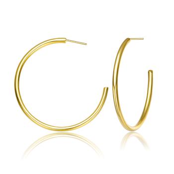 Large Open Hoop Earrings In 14K Gold Over Brass