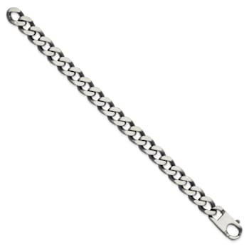 Sterling Silver Antiqued and Satin 10.0mm Curb 8 Inch Chain Bracelet