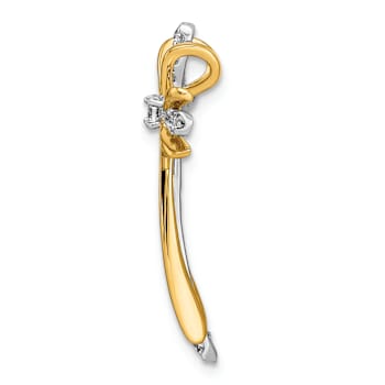14k Yellow Gold and 14k White Gold Polished Diamond Cross Pendant