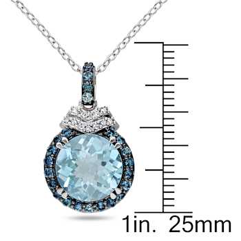4.75ctw Sky Blue and London Blue Topaz and Diamond Pendant with Chain in
Sterling Silver
