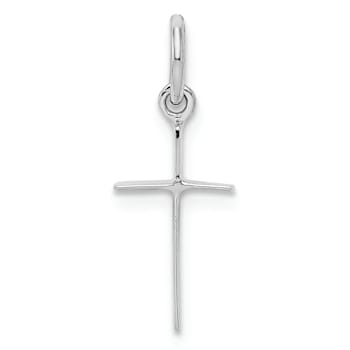 Rhodium Over Sterling Silver Child's Polished Cross Pendant