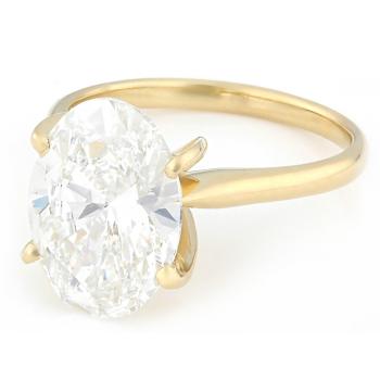 Lab-Grown Diamond Oval Solitaire Ring In 14K Gold 5.00ct