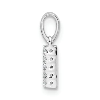 14K White Gold Diamond Letter I Initial with Bail Pendant