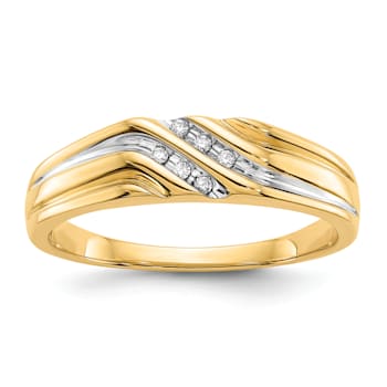 10K Yellow Gold with Rhodium Diamond Men's Ring