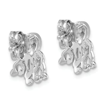 Rhodium Over Sterling Silver Polished Octopus Post Earrings