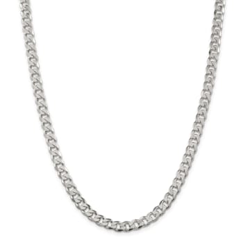 Sterling Silver 7mm Pavé Curb Chain
