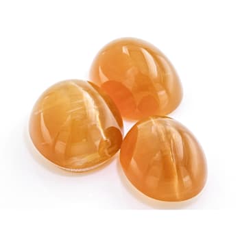 Fire Opal Cat's Eye Oval Matched Set of 3 3.57ctw