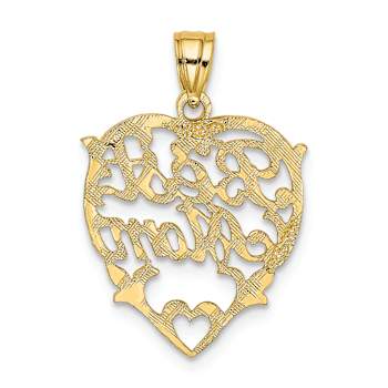 10K Yellow Gold Textured Best Mom in Heart Charm