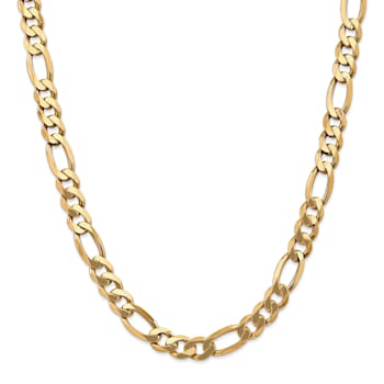 14K Yellow Gold 8.75mm Flat Figaro Chain Necklace