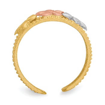 14K Tri-Color Plumeria Toe Ring