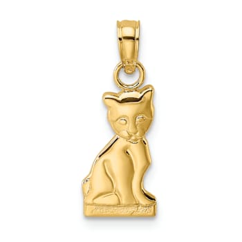 10K Yellow Gold Mini Sitting Kitten Charm