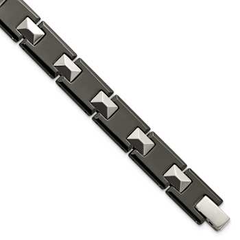 Tungsten and Black Ceramic Polished Bracelet