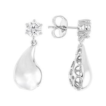 Statement Teardrop CZ Drop Earrings In Sterling Silver