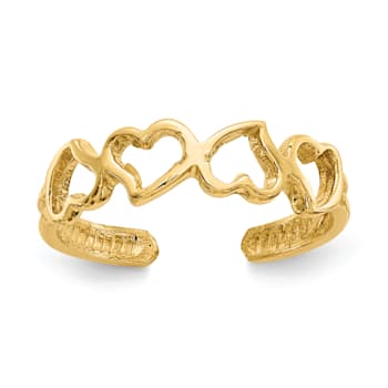 14K Yellow Gold Heart Toe Ring