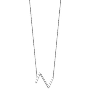 Rhodium Over 14k White Gold Sideways Diamond Initial Z Pendant Cable
Link 18 Inch Necklace