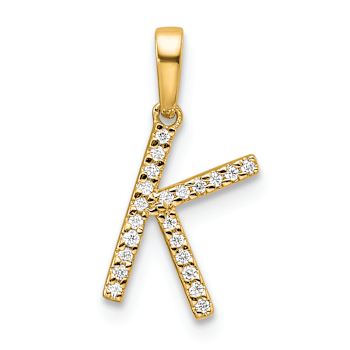 14k Yellow Gold Diamond Letter K Initial Pendant