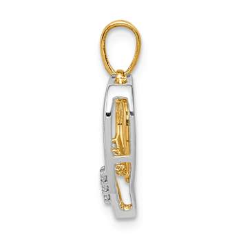 14K Two-tone Heart Charm Diamond Heart Pendant