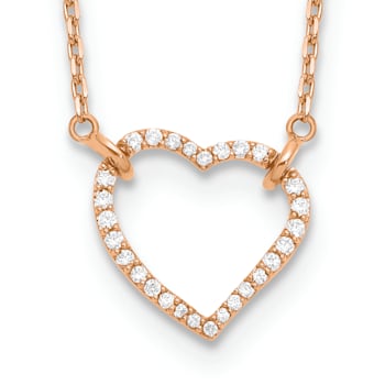 14K Rose Gold Lab Grown Diamond Heart Pendant Necklace