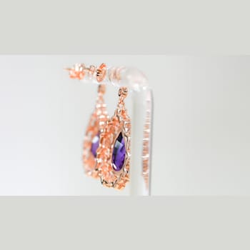 Amethyst and CZ 6.95 Ctw Pear 18K Rose Gold Over Sterling Silver Center
Design Earrings Jewelry
