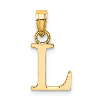 14k Yellow Gold Polished Block Letter L Initial Pendant
