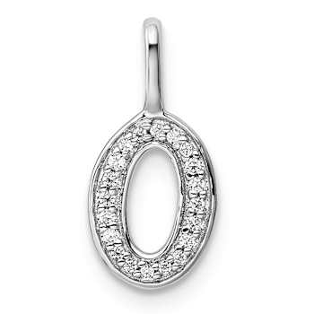 14K White Gold Diamond Letter 0 Pendant