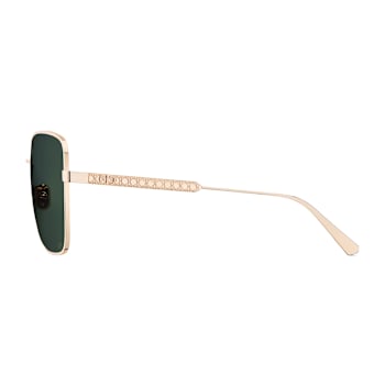 Dior Cannage Rose Gold Square Frame / Green Lenses Sunglasses