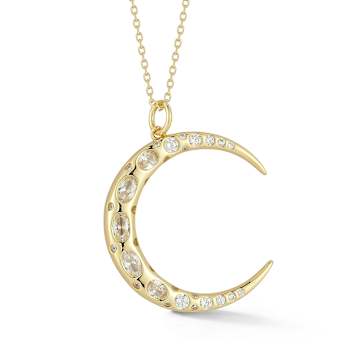 Rachel Zoe CZ Crescent Moon Pendant Necklace in 14K Gold Over Sterling Silver