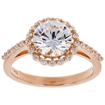 White Cubic Zirconia 18K Rose Gold Over Sterling Silver Ring 3.39ctw