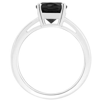10x8mm Oval Black Onyx Rhodium Over Sterling Silver Ring