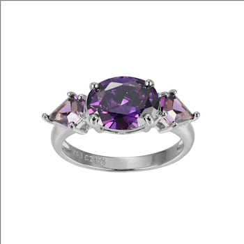 Purple Cubic Zirconia Platinum Over Sterling Silver February Birthstone
Ring 5.55ctw