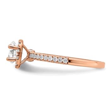 14K Rose Gold Eternal Promise Lab Grown Diamond Halo Complete Ring 0.75ctw