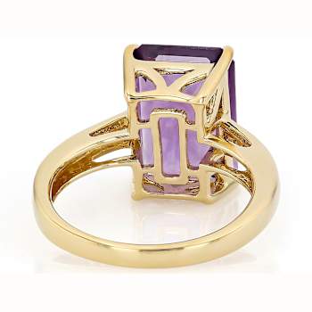 Amethyst Rectangular Octagonal And White Zircon Ring In 18K Gold Over
Sterling Silver 6.61ctw