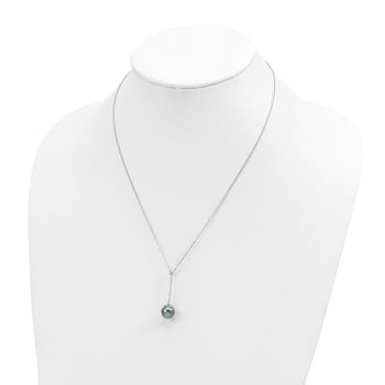 Rhodium Over Sterling Silver 9-10mm Baroque Tahitian Saltwater Cultured
Pearl Necklace