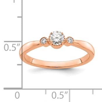 14K Rose Gold Petite Beaded Edge Round Diamond Ring 0.24ctw