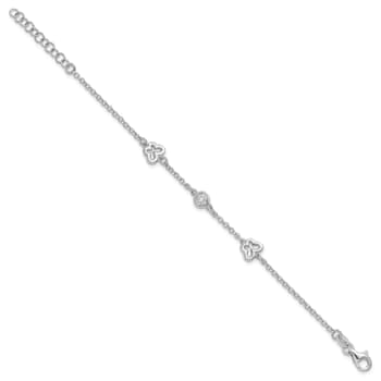 Rhodium Over Sterling Silver Cubic Zirconia Butterfly with 1-inch
Extension Bracelet