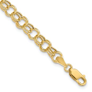 10k Yellow Gold 6mm Double Link Charm Bracelet
