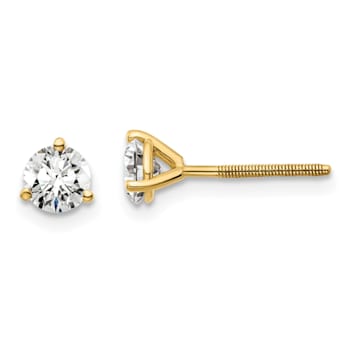 14K Yellow Gold Lab Grown Diamond 3/4ctw VS/SI GH Screw Back 3-Prong Earrings