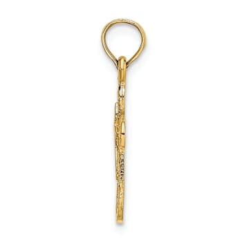 14k Yellow Gold Cut-Out Cross with Small Interior Cross Charm