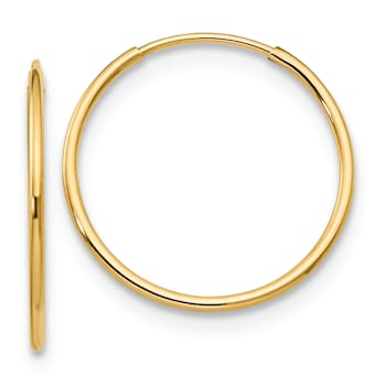 14K Yellow Gold Polished 1mm Hoop Earrings