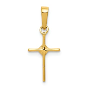14K Yellow Gold Small 0.01ct. Diamond Cross Pendant