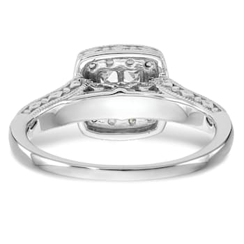 Rhodium Over 14K White Gold Diamond Cluster Engagement Ring 0.78ctw