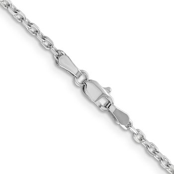 Rhodium Over 14k White Gold 2.2mm Solid Diamond-Cut Round Open Link
Cable 18 Inch Chain