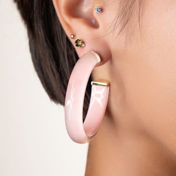14K Yellow Gold Over Sterling Silver Medium Illusion Acrylic Hoops in
Ballerina Slipper