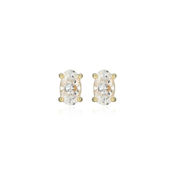 Oval Moissanite 14k Yellow Gold Over Silver Stud Earrings 0.52ctw DEW
