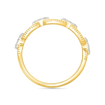 White Diamond Chain Link Ring In 14K Gold Over Sterling Silver 0.10ctw