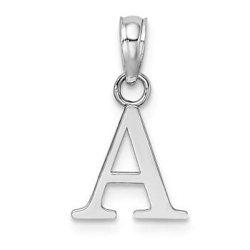 Rhodium Over 14k White Gold Polished Block Letter A Initial Pendant